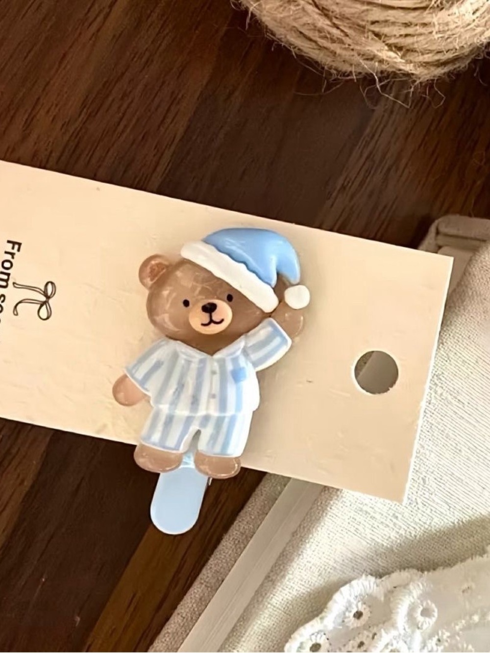 NWT Blue Pajama Bear Hair Clip
